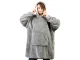 Warm Oversized Hoodie Blanket, Thick 2-in-1 Wearable Sweatshirt, Grey