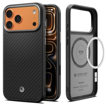Spigen iPhone 17 Pro Case Enzo Aramid T MagSafe, Black / Silver