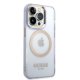 Guess iPhone 14 Pro Case Gold Outline MagSafe, Purple