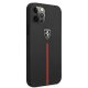 Ferrari iPhone 12 Pro Max Case Off Track Leather Nylon Stripe, Black
