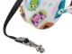 Retractable Dog Leash with Lock, 5m, up to 15kg, White with Owls