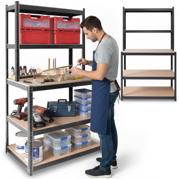Heavy-Duty Metal Shelving Unit Workbench 180x100x60 cm Humberg HR-855, black