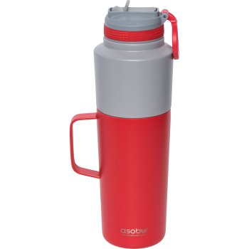 Asobu Twin Pack Drinking Bottle and Thermal Mug, 0.9L + 0.6L, Red