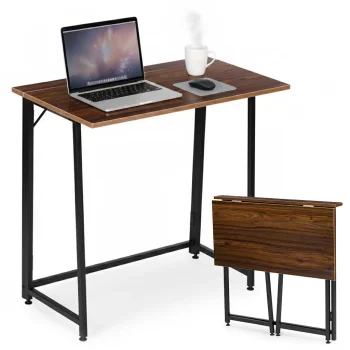 Modernhome Folding Computer Desk, 80x45 cm, Dark Walnut