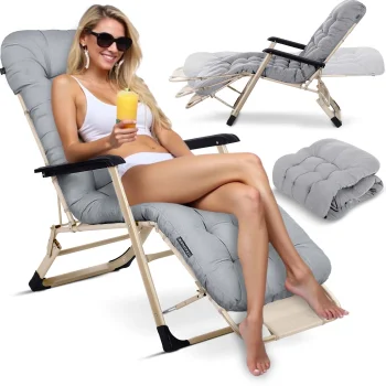 Sofotel Chillwell Folding Garden Sun Lounger with Cushion, Light Grey