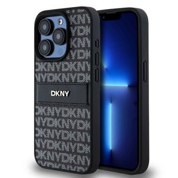 DKNY iPhone 15 Pro Case Mono Stripe & Metal Logo, Black