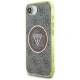 Guess IML Metal Glitter 4G Circle Triangle MagSafe Case for iPhone 16e - Brown