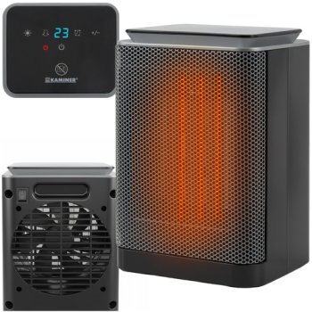 KAMINER LUMNI 1500W Ceramic Heater with Thermostat and Timer, Black