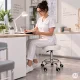 ModernHome Swivel Rolling Stool Adjustable Salon Medical Stool Black