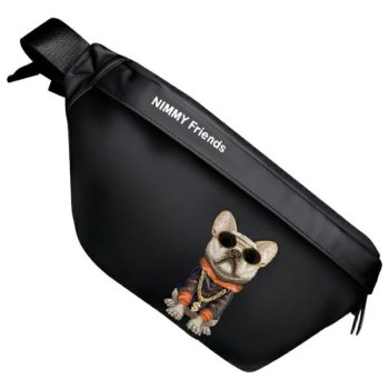 Nimmy Crossbody Glasses Cool Dog Shoulder Bag, Black