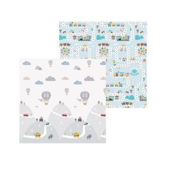 Double-Sided Foam Play Mat 150x200cm Folding Street Design, Multicolor