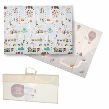 Double-Sided Foam Play Mat 150x200cm Folding Street Design, Multicolor