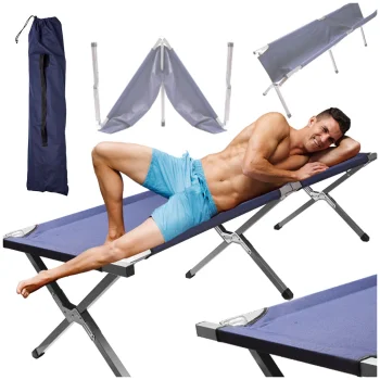 Luaro Folding Camping Bed XXL, 150kg, Blue