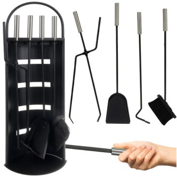 Kaminer 5-Piece Steel Fireplace Tool Set with Stand 25971