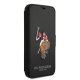 Apple iPhone 12 Pro Max 6.7\" US Polo Embroidery Collection Book Case Cover (USFLBKP12LPUGFLBK), Black