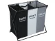 Freestanding 3-Compartment Laundry Basket Organizer 135 L, Foldable, Black/White/Grey