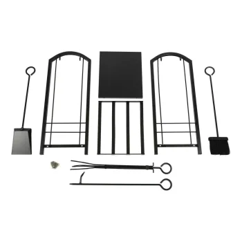 Metal Fireplace Log Rack with Fireplace Tool Set