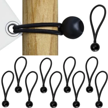 Bungee Cords with Balls for Tarp Fastening, 10 Pcs