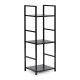 Modernhome CWJ302480L BLACK Wooden Shelf with Metal Frame, 3 Shelves, Black