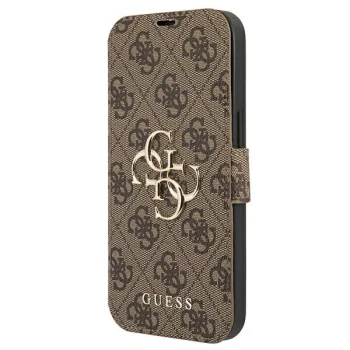 Guess 4G Big Metal Logo Folio Case for iPhone 13 Pro Max, Brown