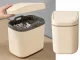 Mini Desktop Trash Can with Swing Lid, 2L, Cream