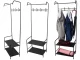 Freestanding Clothes Rack with 2 Shoe Shelves, 165x60cm