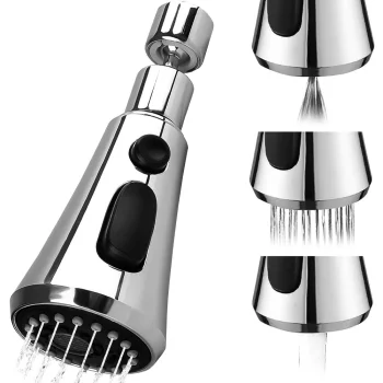 3-in-1 Kitchen Faucet Aerator and Extender, Silver