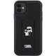 Apple iPhone 11 6.1\'\' Karl Lagerfeld Gripstand Saffiano Karl & Choupette Pins Cover Case, Black
