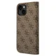 Guess iPhone 14 Wallet Case 4G Vintage Gold Logo, Brown