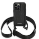 Karl Lagerfeld iPhone 14 Pro Case with Strap Monogram Plaque Logo Black