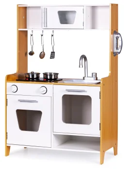 Ecotoys Wooden Play Kitchen for Kids with Light and Sound, 90 cm