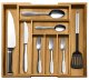 Ruhhy Wooden Cutlery Storage Tray for Drawers, Bamboo Cutlery Organizer with 6 to 8 Compartments