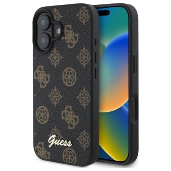 Guess Peony Script MagSafe Case for iPhone 16 - Black