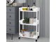 Mobile Storage Cart on Wheels, 3 Tiers, White