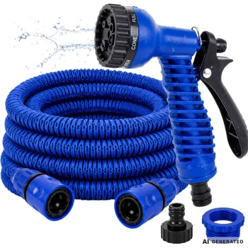 Expandable Garden Hose Set with Spray Gun 15-45m, Blue