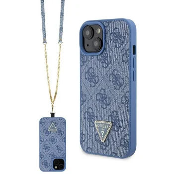 Guess iPhone 15 Case Crossbody 4G Metal Logo, Blue