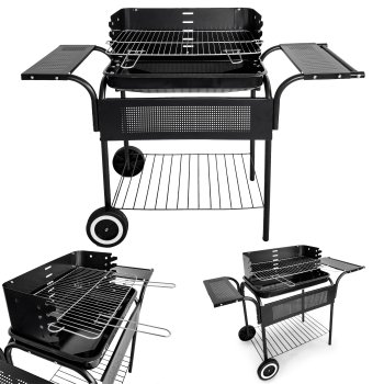 MultiGarden Charcoal BBQ Grill with Metal Shelves and Wheels