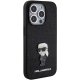 Karl Lagerfeld iPhone 15 Pro Case Glitter Ikonik Logo Metal Logo, Black