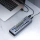 USB-A 3.0 10-port hUB with switch - gray