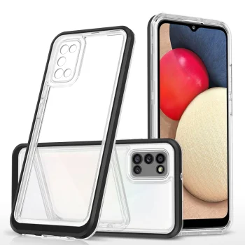 Case for Samsung Galaxy A03s Hybrid Armor Clear 3 in 1, Black