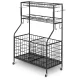 Humberg HM-780 Rolling Metal Storage Rack with Baskets, Black