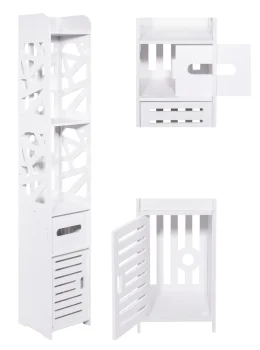 Tall Bathroom Storage Cabinet with Shelves 120cm, White