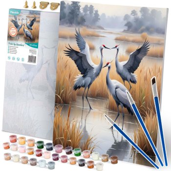 Massido Paint by Numbers Kit 40x50 cm - Crane Art Canvas