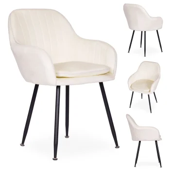 Modern Upholstered Velvet Dining Chair ModernHome, Cream