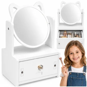 Cosmetic Organizer with Mirror, White, 27x16x13 cm