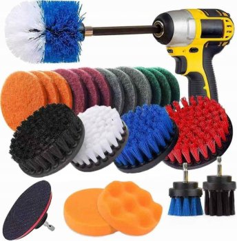 Drill Brush Cleaning Attachment Set, 23-Piece Kit