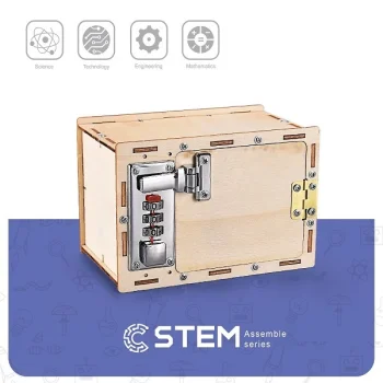 Wooden Mechanical Lockbox Assembly Kit, STEM Educational Toy