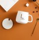 Electric Mug Warmer with Ceramic Cup and Spoon Set, White