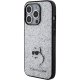Karl Lagerfeld Glitter Choupette Logo Case for iPhone 15 Pro, Silver