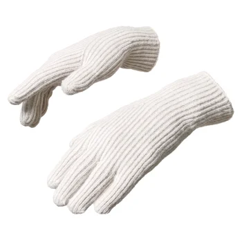 Braided Touchscreen Phone Gloves with Finger Cutouts, Beige